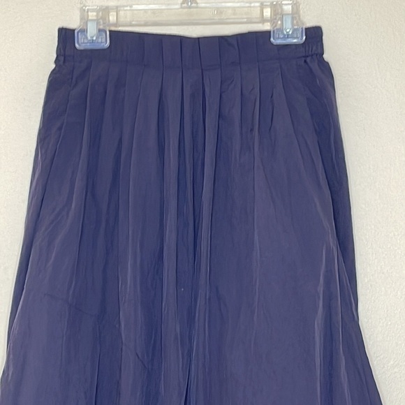 Achro Black Asymmetrical Pleated Pockets Nylon Elastic Waist Skirt Size Small - Picture 2 of 7
